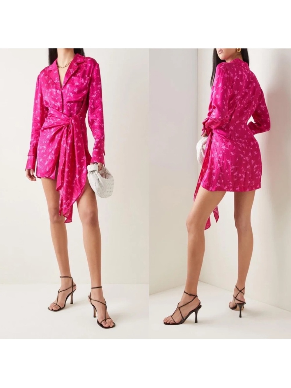 Acler Hot Pink Floral Mini Wrap Dress